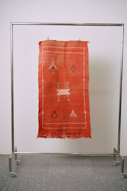 摩洛哥仙人掌絲平織毯（小）磚紅